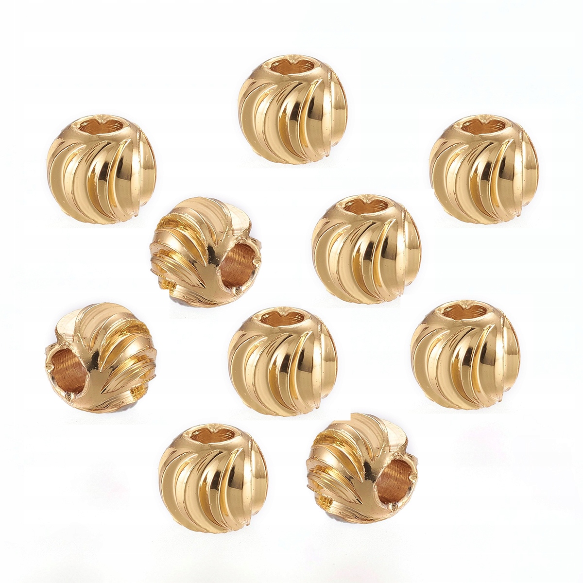 Koraliki Mosiądz Powł Odporna 4x3mm 18K Pozł 10szt