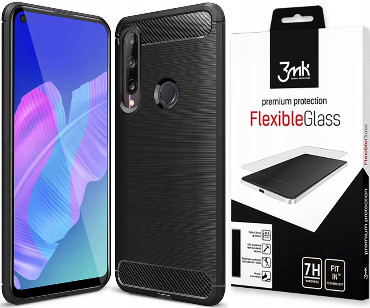 

Etui Case Carbon Do Huawei P40 Lite E + Szkło 3MK