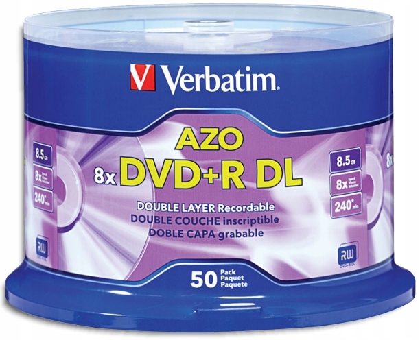

Płyty Dvd+r DL Verbatim Silver 8,5GB Cake 50szt