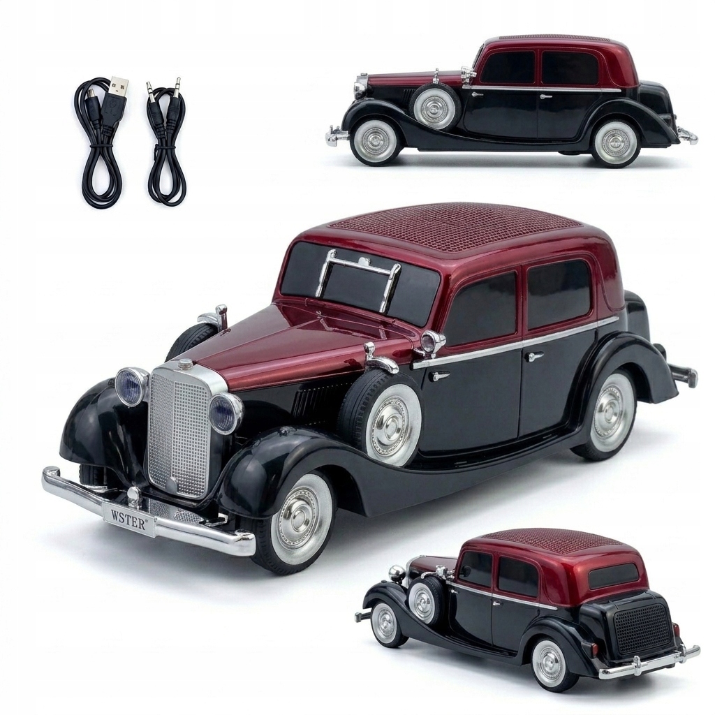 Radio Głośnik Auto Limuzyna Capone Retro Czerwone Głośnik Bluetooth Aux