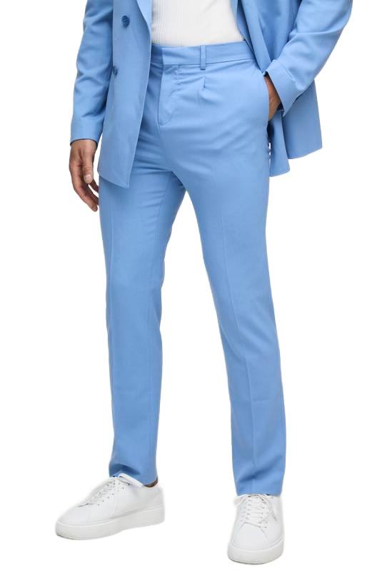 Boohooman Pánské Elegantní Modré Kalhoty Rovné 30 Z3A
