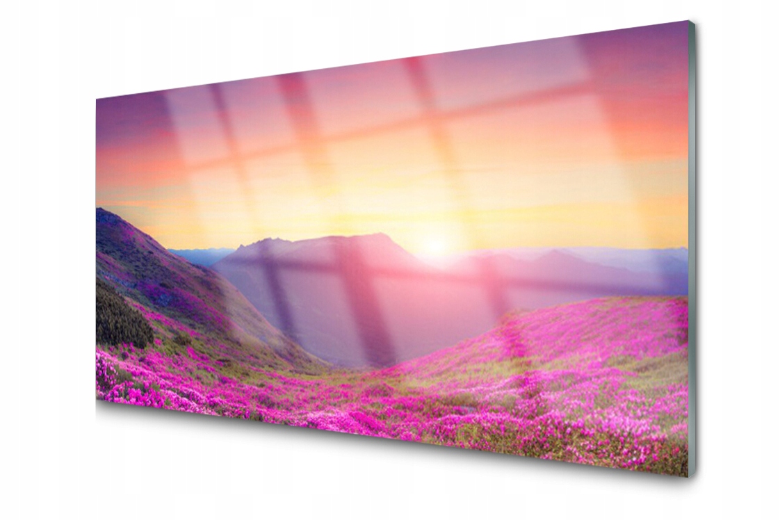 

Panel szklany Płytka Słońce Góry Łąka 120x60