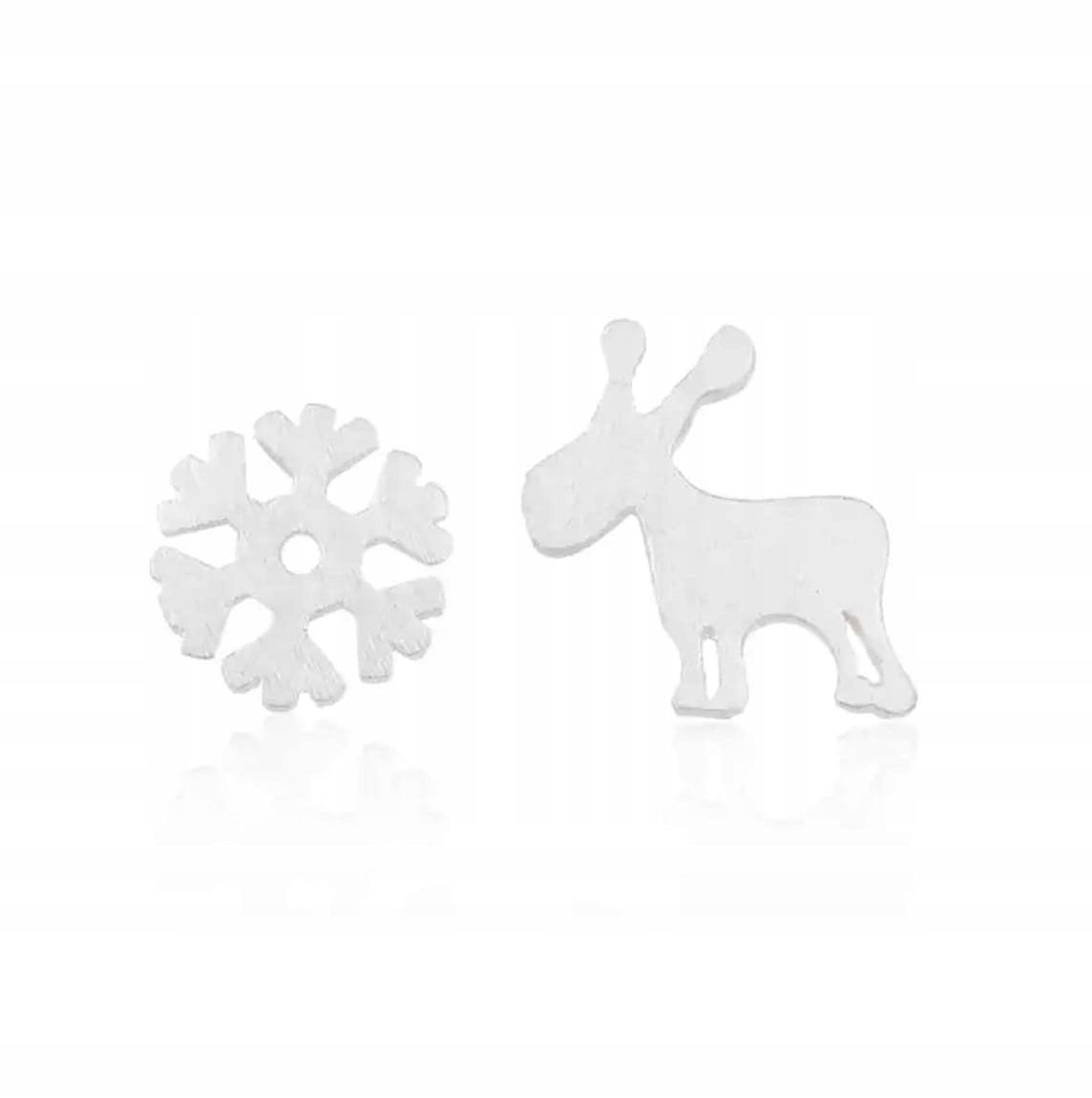 

Kolczyki sztyfty srebrne renifer śnieżynka stalowe