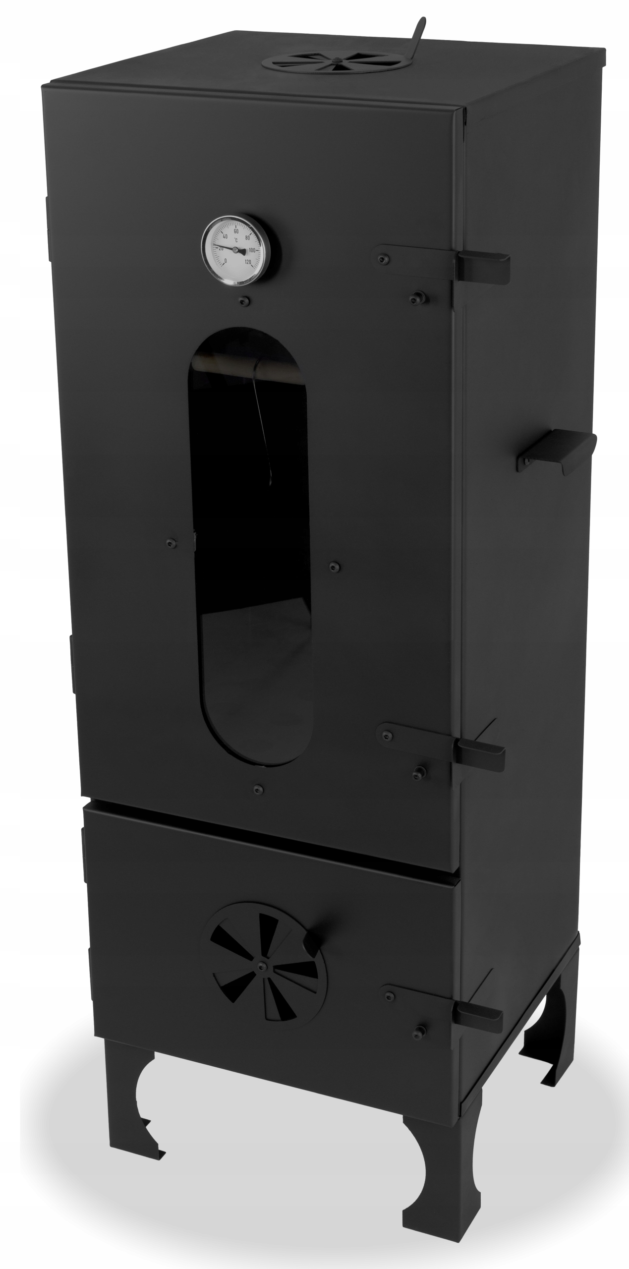 WĘDZARNIA OGRODOWA Z SZYBĄ SPAWANA WĘDZARKA METALOWA 2w1 WĘDZENIE I GRILL