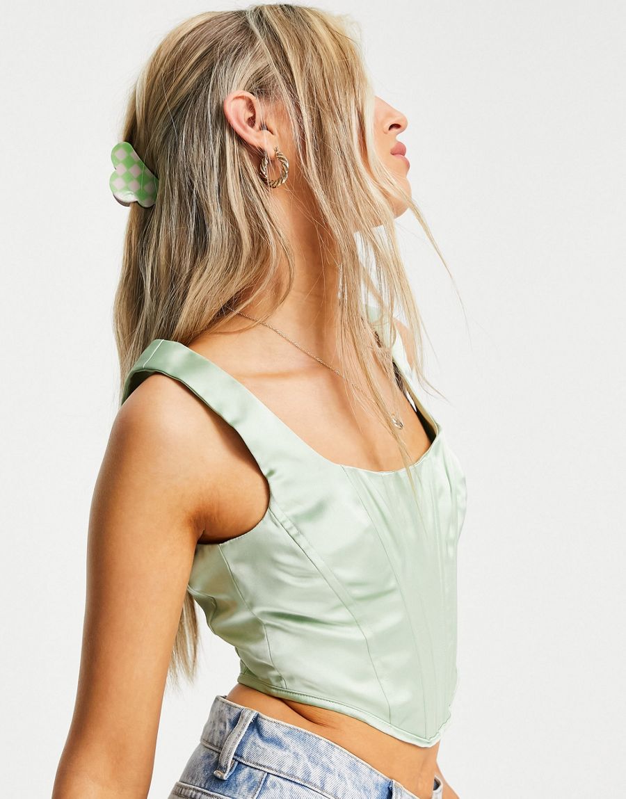 GORSET W KOLORZE MIĘTOWYM Z FISZBINAMI 46 1ABF Zapięcie zamek