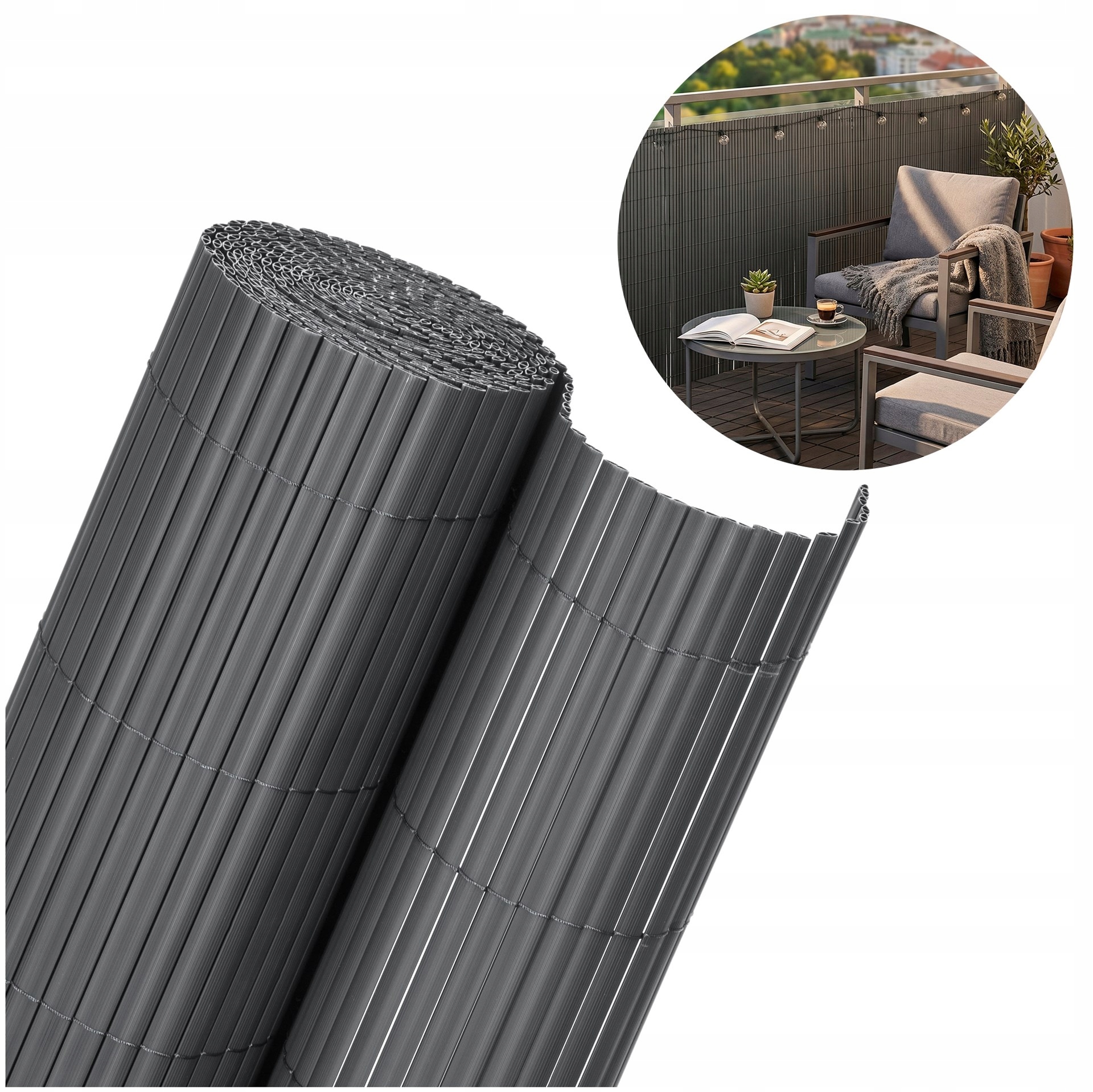 Pvc Podložka Na Balkon Terasa Oplocení Maskovací Plot 100x300 cm Šedá