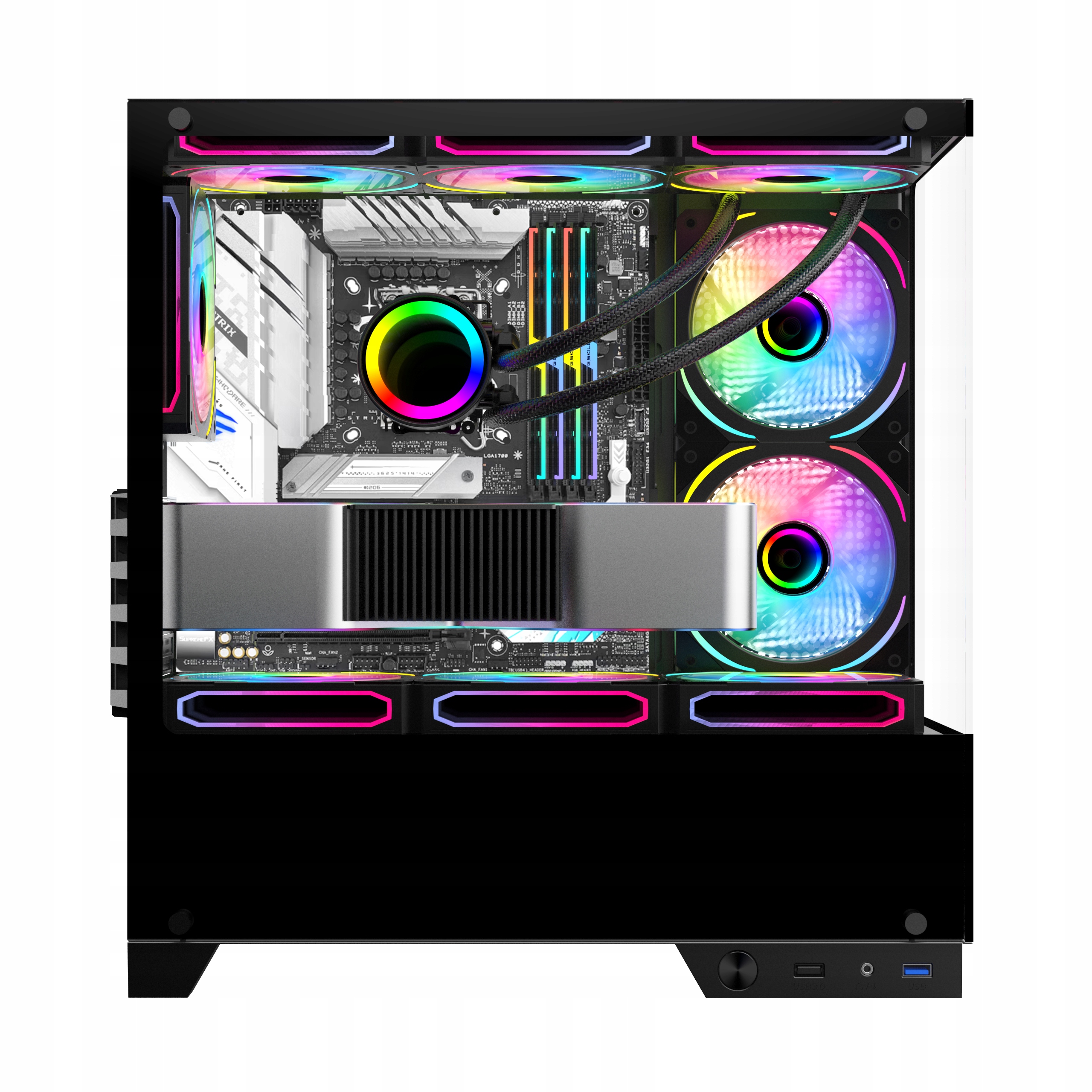 Počítačová Skříň Rocket BPQ1 Akvárium Dvojité Sklo 3 Argb Ovladač