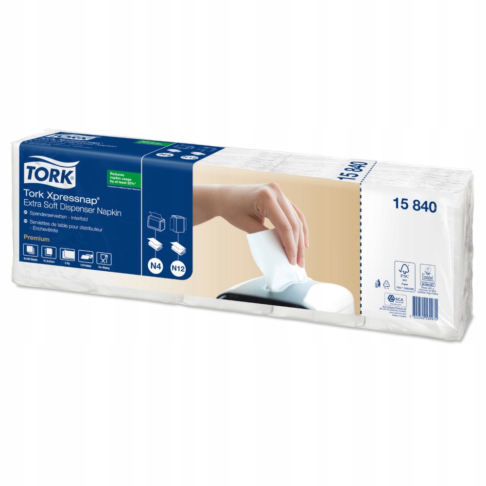 

Serwetka papierowa 1/4 system N4 21,6x33cm 500szt