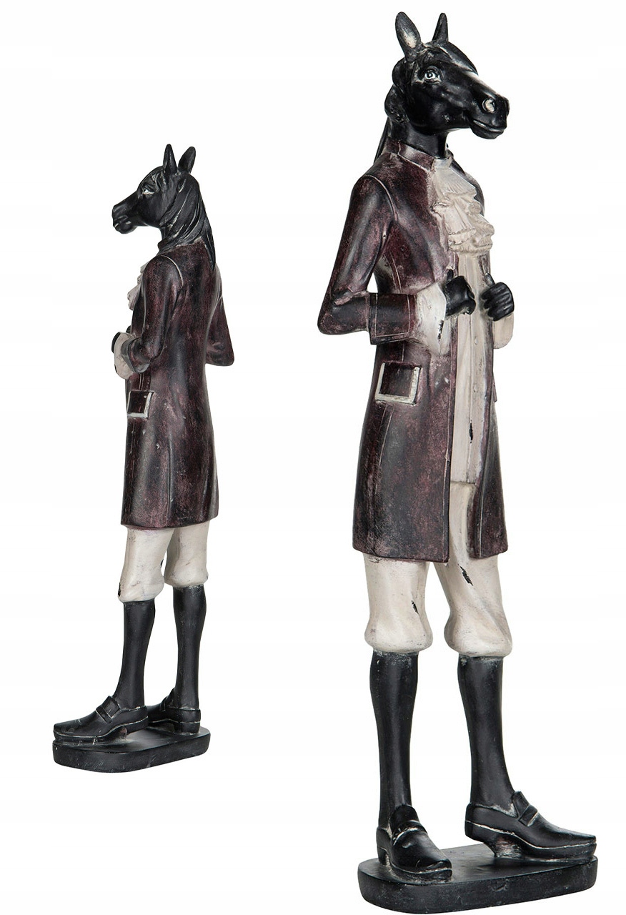 Figurka Kůň 42 cm do obývacího pokoje dekorativní černá ozdoba retro dekorace