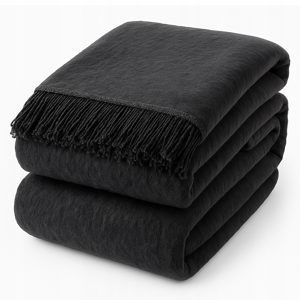 Deka Moca Design 150x200 Bavlna Akryl Třásně Pled Tmavý Grafit