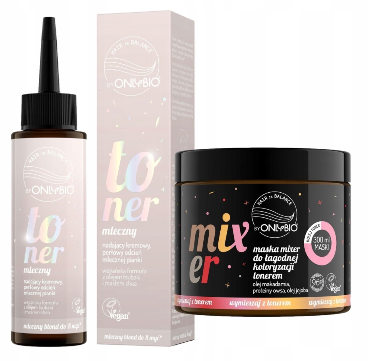 Sada Onlybio Toner na vlasy Mléčná barva Mixer Maska