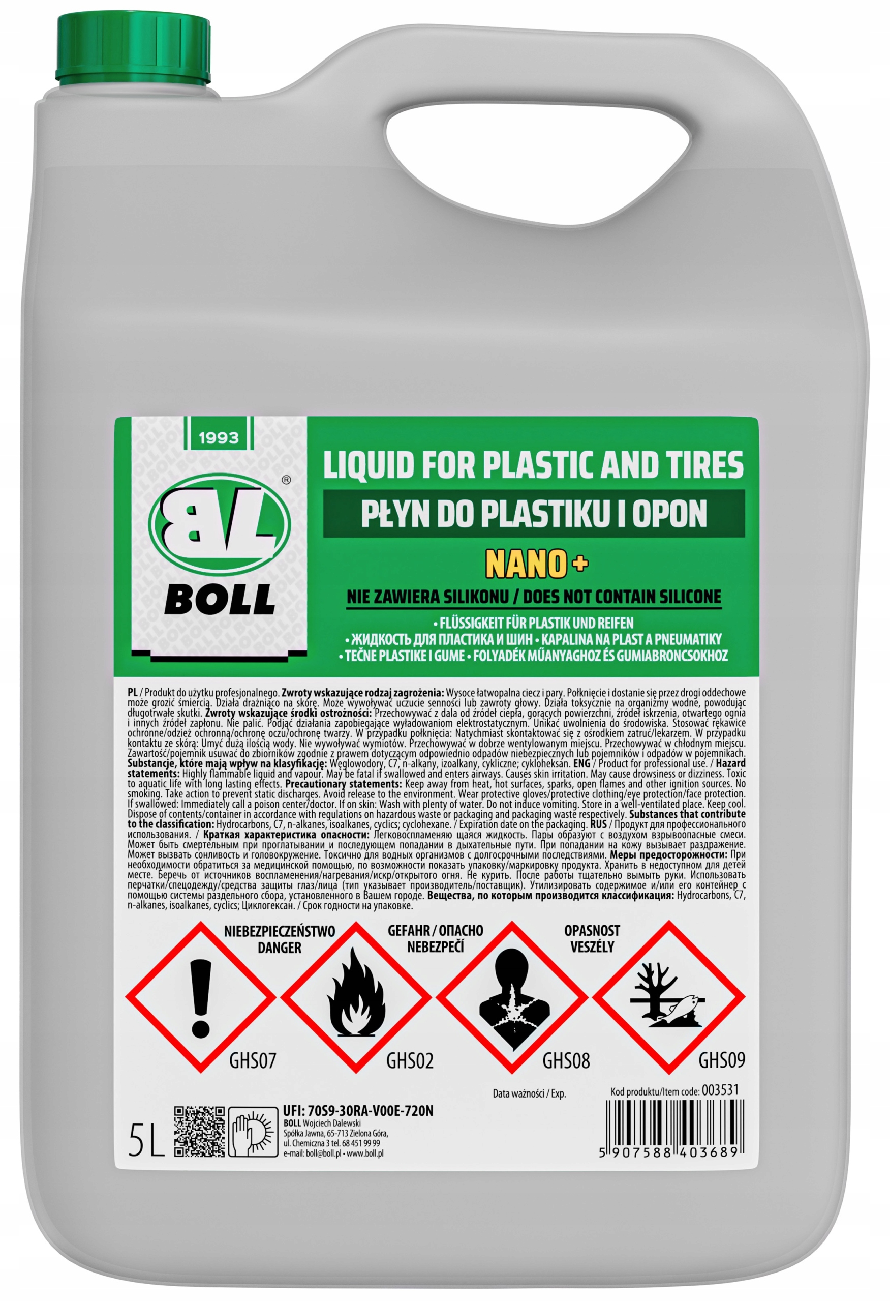 Boll Płyn do plastiku i opon 5 Litrów środek do pielęgnacji i konserwacji