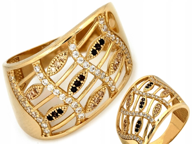 Efektní zlatý prsten 585 14k s zirkony R22 4.51g jako dárek