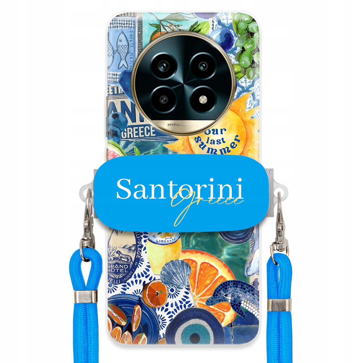 Puzdro pre Realme 13 Pro Plus 5G Modré vodítko držiak Santorini Sea Vibes