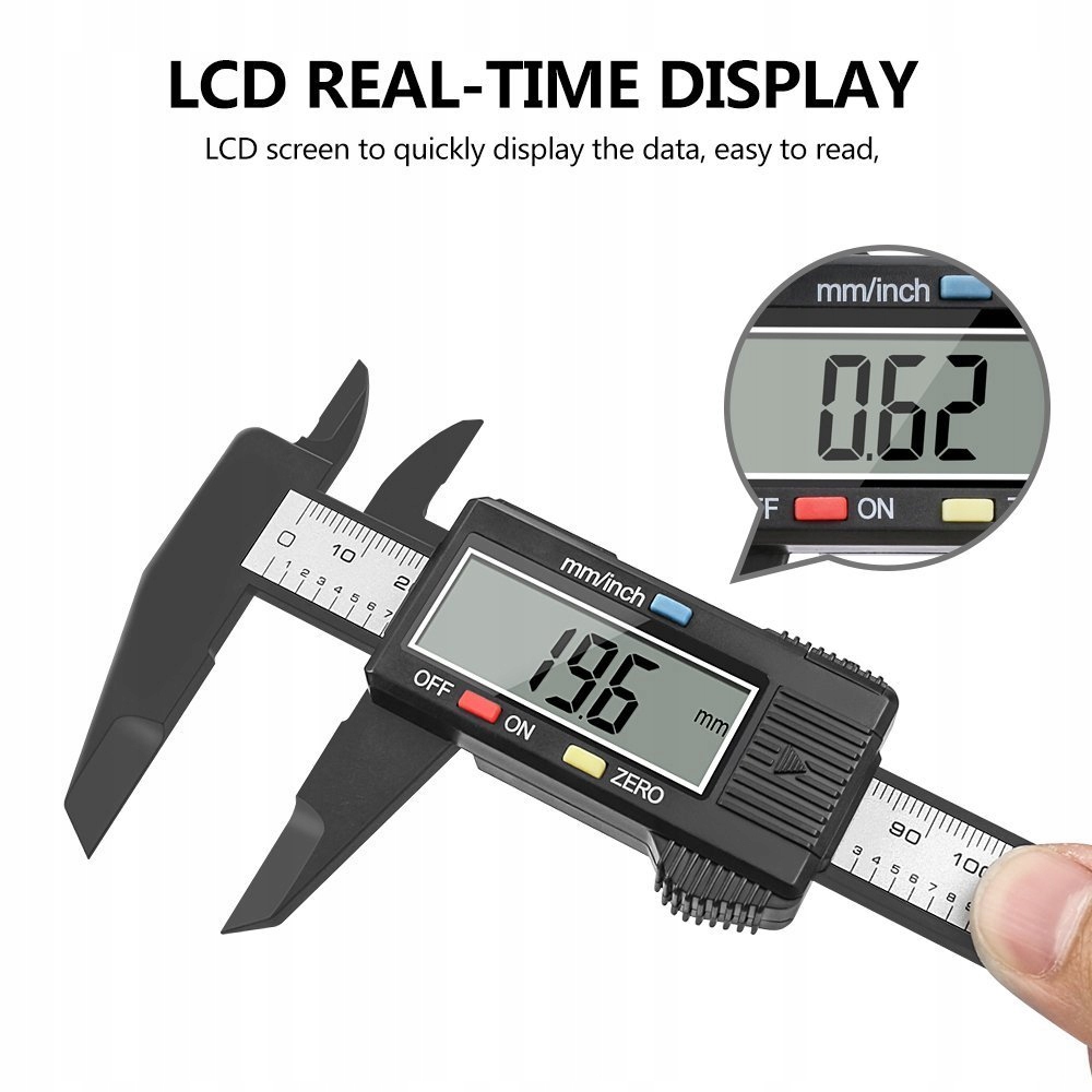 CHIZEA Cyfrowa Suwmiarka 150mm z Dużym Wyświetlaczem LCD Czarna — miniatura 4
