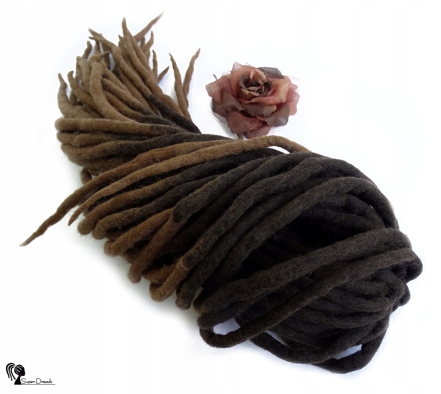 Dredloky Vlněné Dredy, hnědé, Kávová Pralinka, 40 kusů