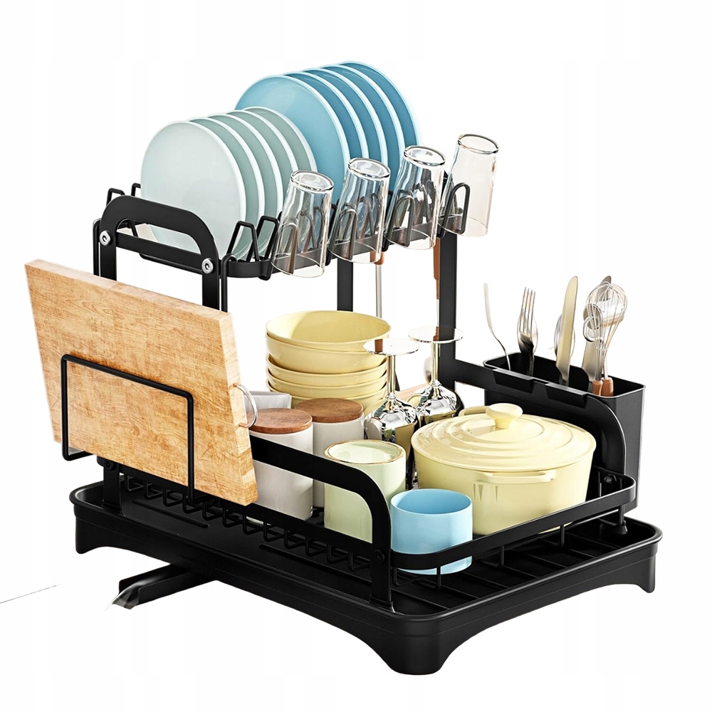 Levně Odkapávač Na Nádobí Dvouúrovňový Odkapávač Talířů Nádoba Na Kartáče