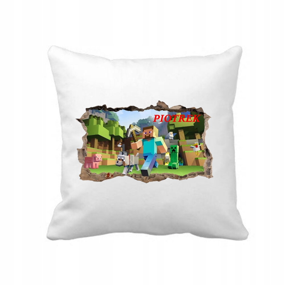 Poszewka Minecraft + imię gratis 40x40 cm prezent