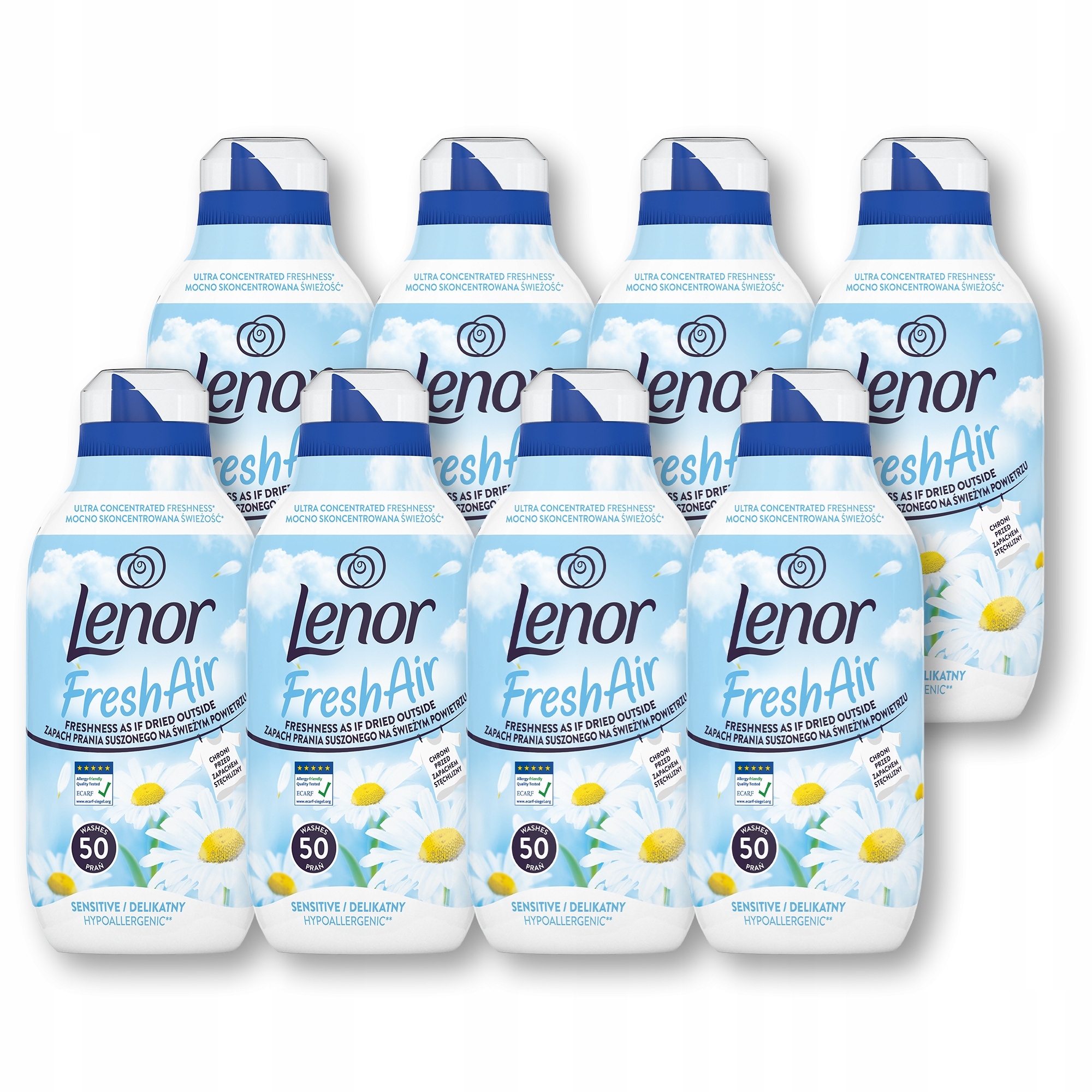 Levně Sada 8 x Lenor Fresh Air Effect Tekutá aviváž na 50 praní, Sensitive