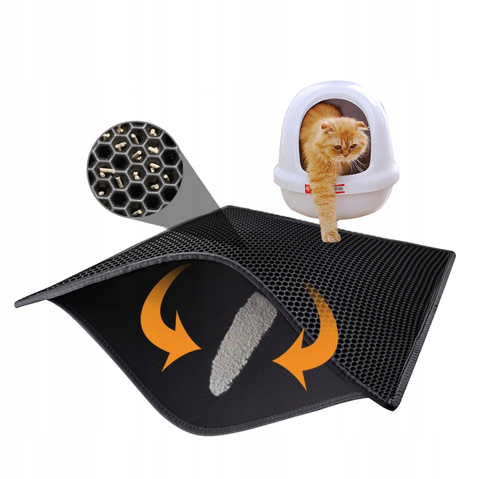 Levně Pieviev Podložka Pod Záchod Pro Kočky Černá 76 CM X 61 CM