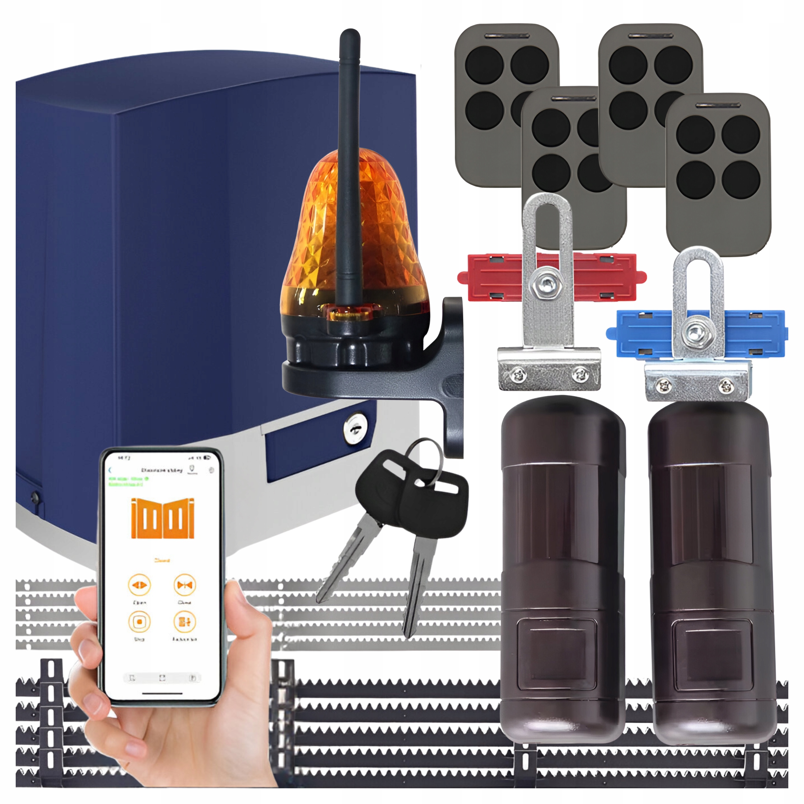 Pohon pre posuvnú bránu DP1000 1000 kg Led lampa WiFi 4x diaľkové ovládanie 5x lišta