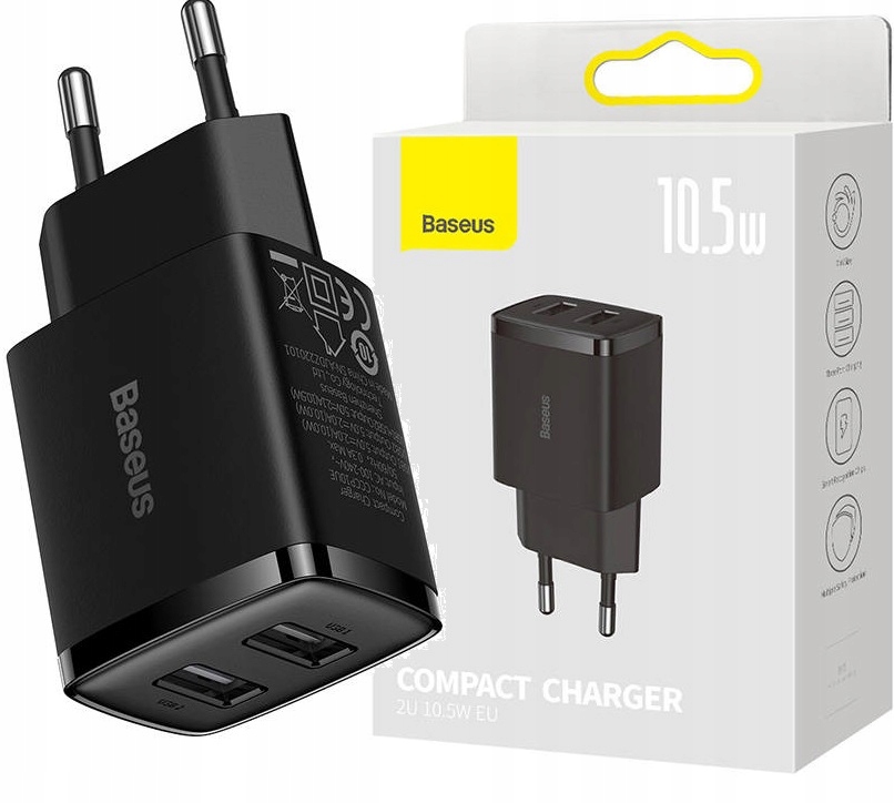 

Ładowarka sieciowa 2A 2xUSB Baseus 10,5W