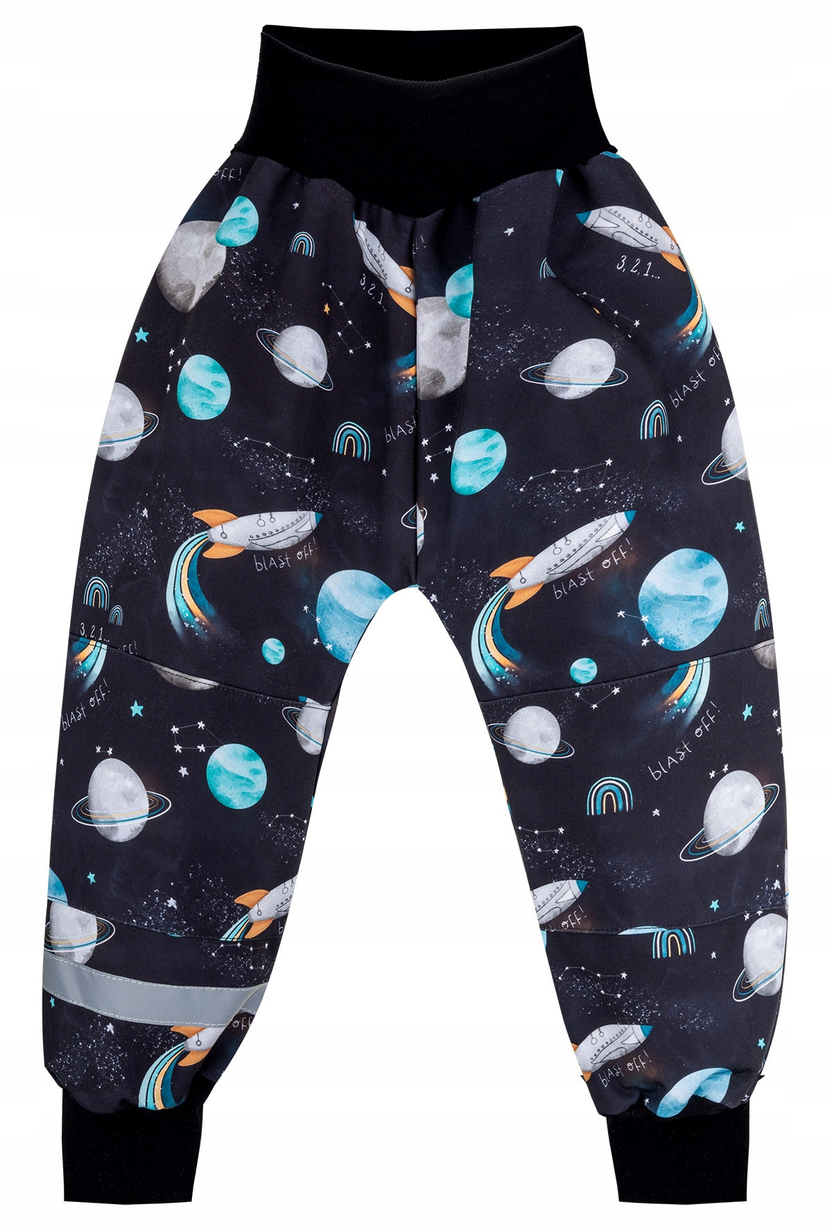PRZECIWDESZCZOWE SPODNIE SOFTSHEL OUTDOOR gwiazdy, rakieta, planety r. 110 Marka ekoubranka