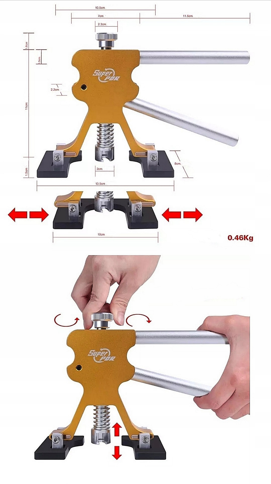Zestaw do usuwania wgniecen PDR Puller mlotek klej Weight with packaging 3 kg