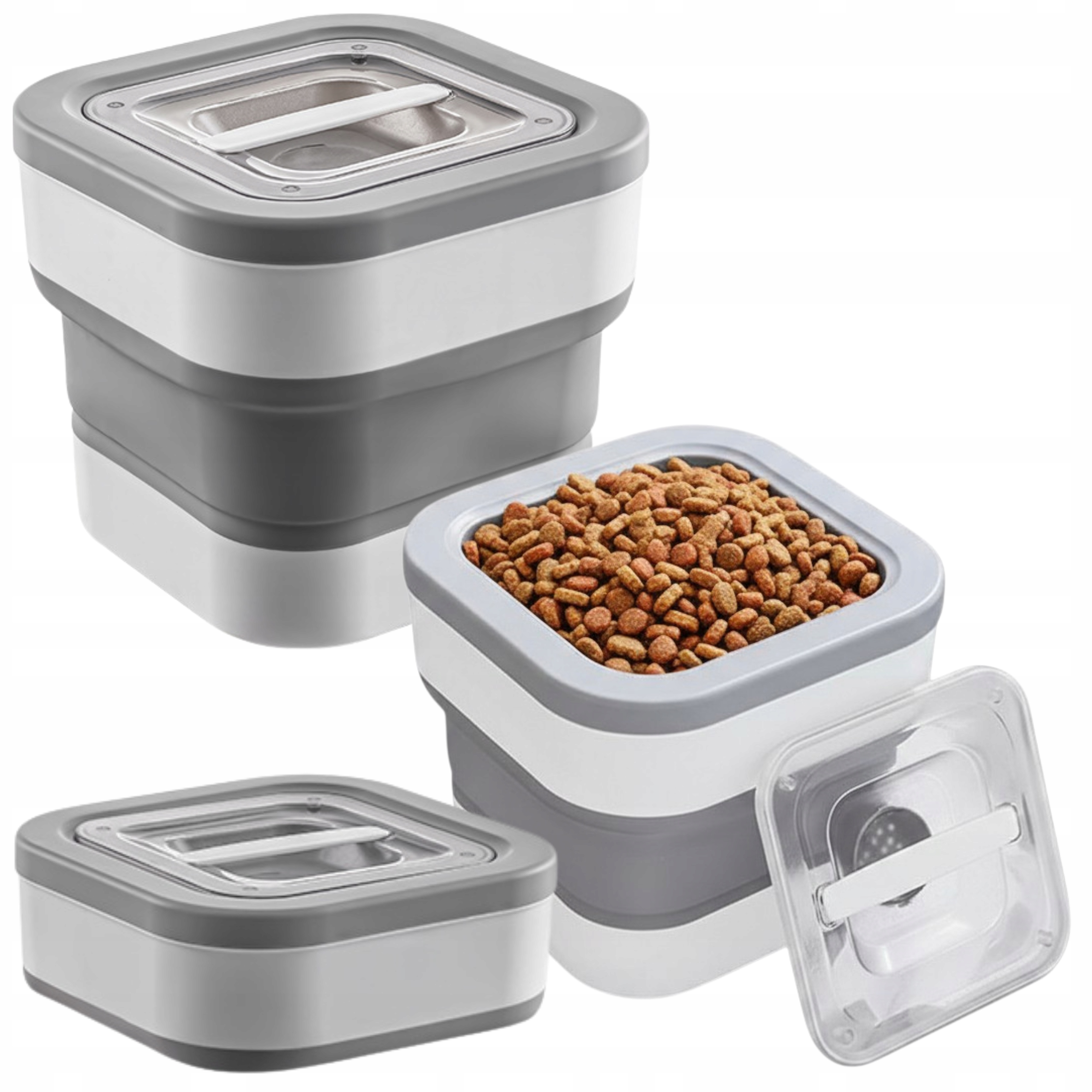 Levně Nádoba Na Skladování Suchého Krmiva Silikonová Skládací S Odměrkou 7kg XL