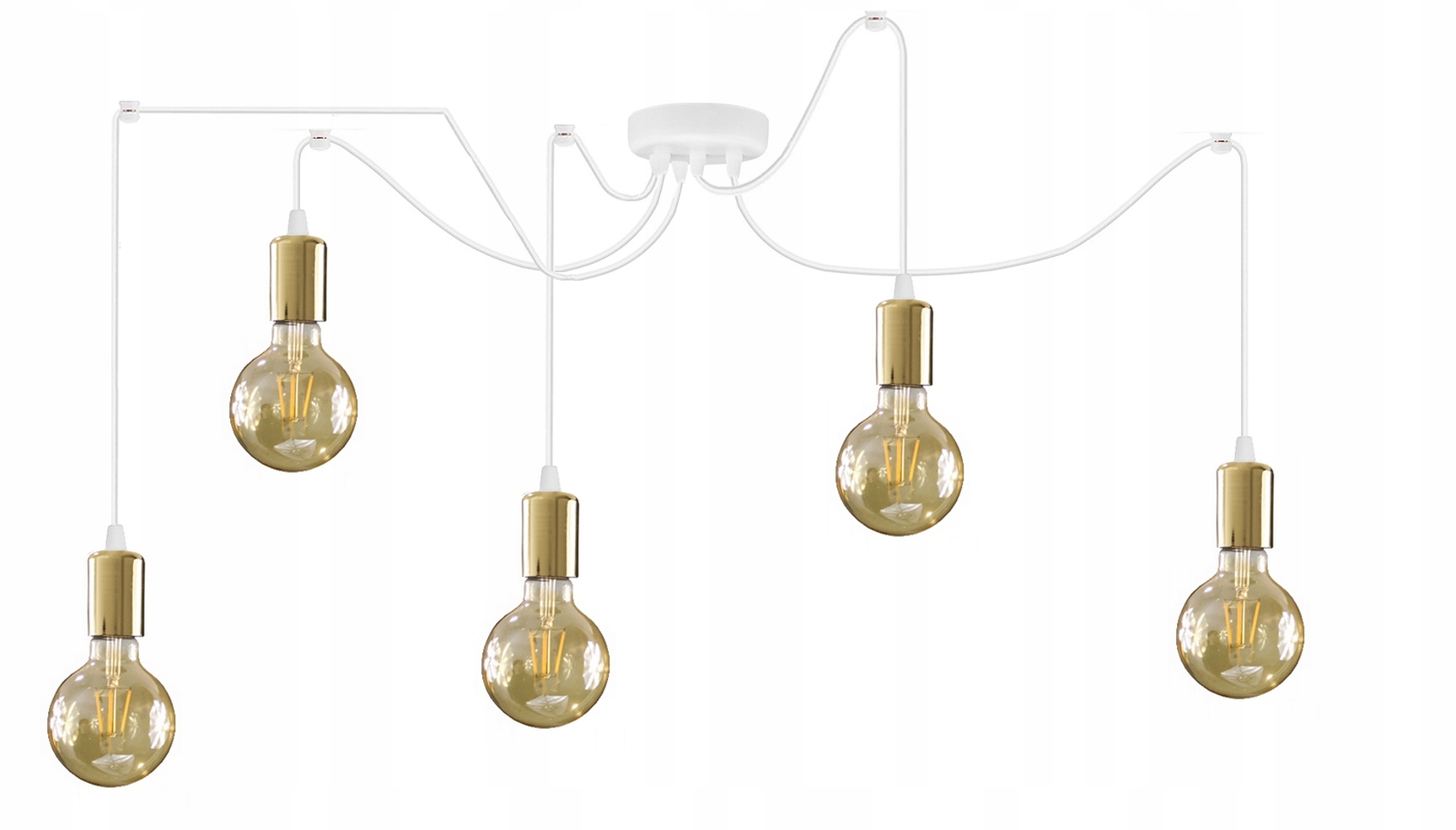 Závěsná stropní lampa Pajak Edison 5 lustr 5xE27 Loft bílo-zlatá lampa