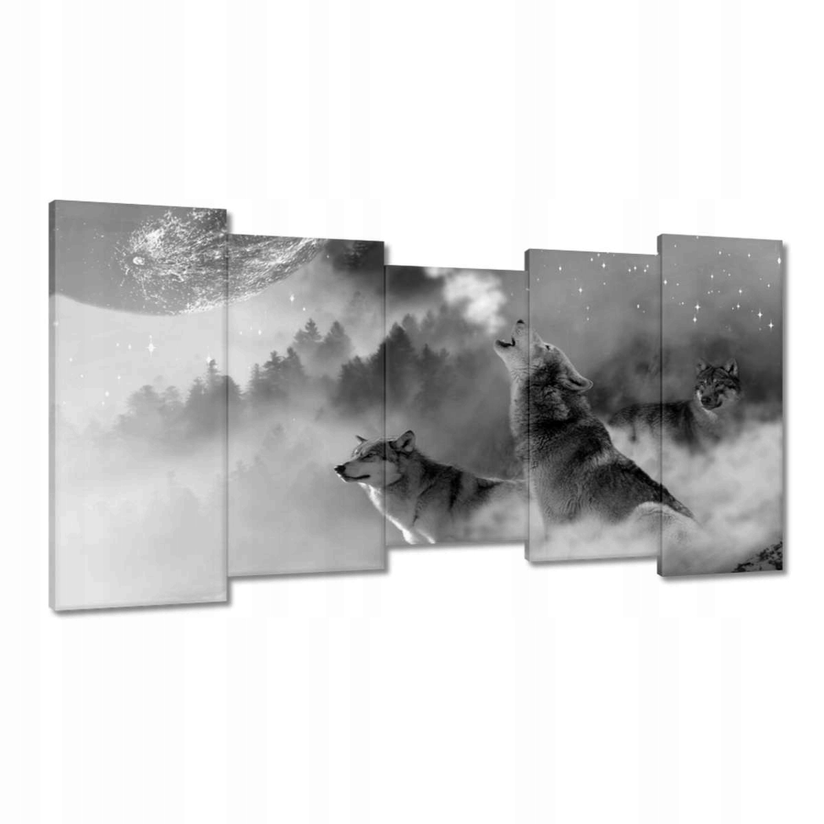 Obrazy 150x80 Vlk vyjící k měsíci