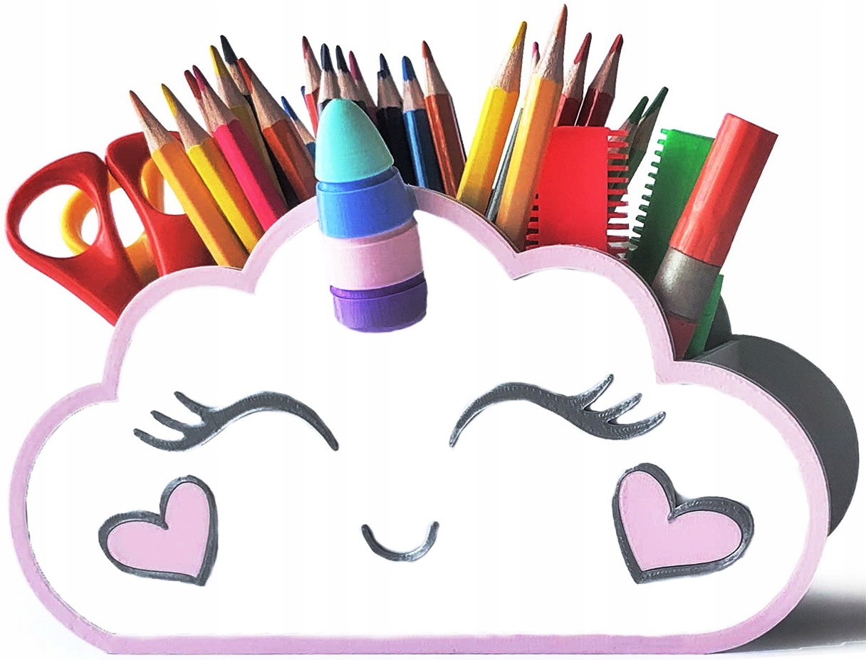 PRZYBORNIK BIO PASTELOWA CHMURKA JEDNOROŻEC NA BIURKO KREDKI PASTEL