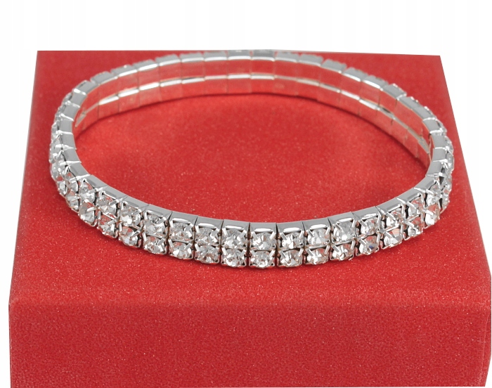 

Bransoletka Srebrna 2 Rzędowa Szkło Strass