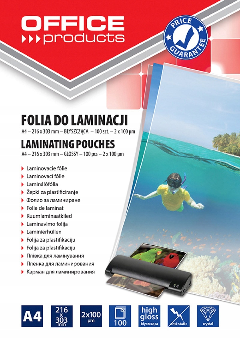 

Folia do laminowania Sztywna A4 100mikr 100szt