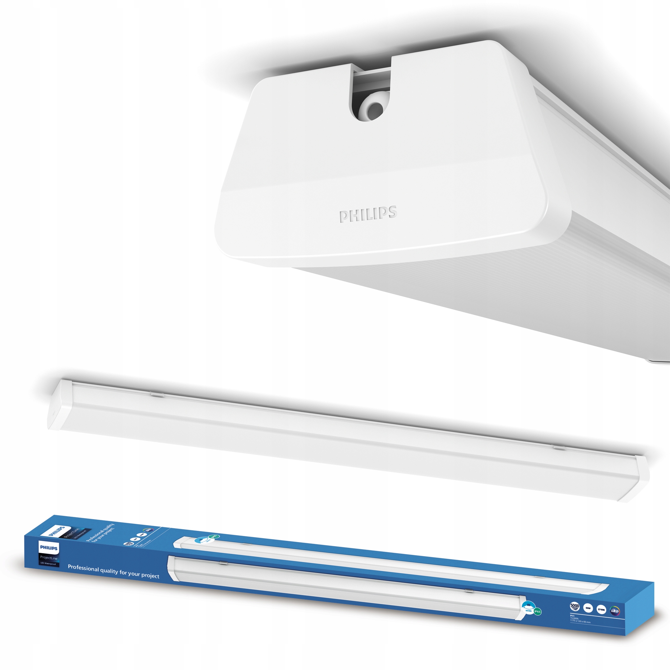 Hermetické Led svietidlo Philips 120 cm Lampa do garáže 50W 2700K IP65 IK06