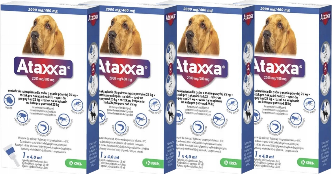 Ataxxa Krople Na Kleszcze Dla Psa O Masie Powyżej 25kg 4x4,0ml