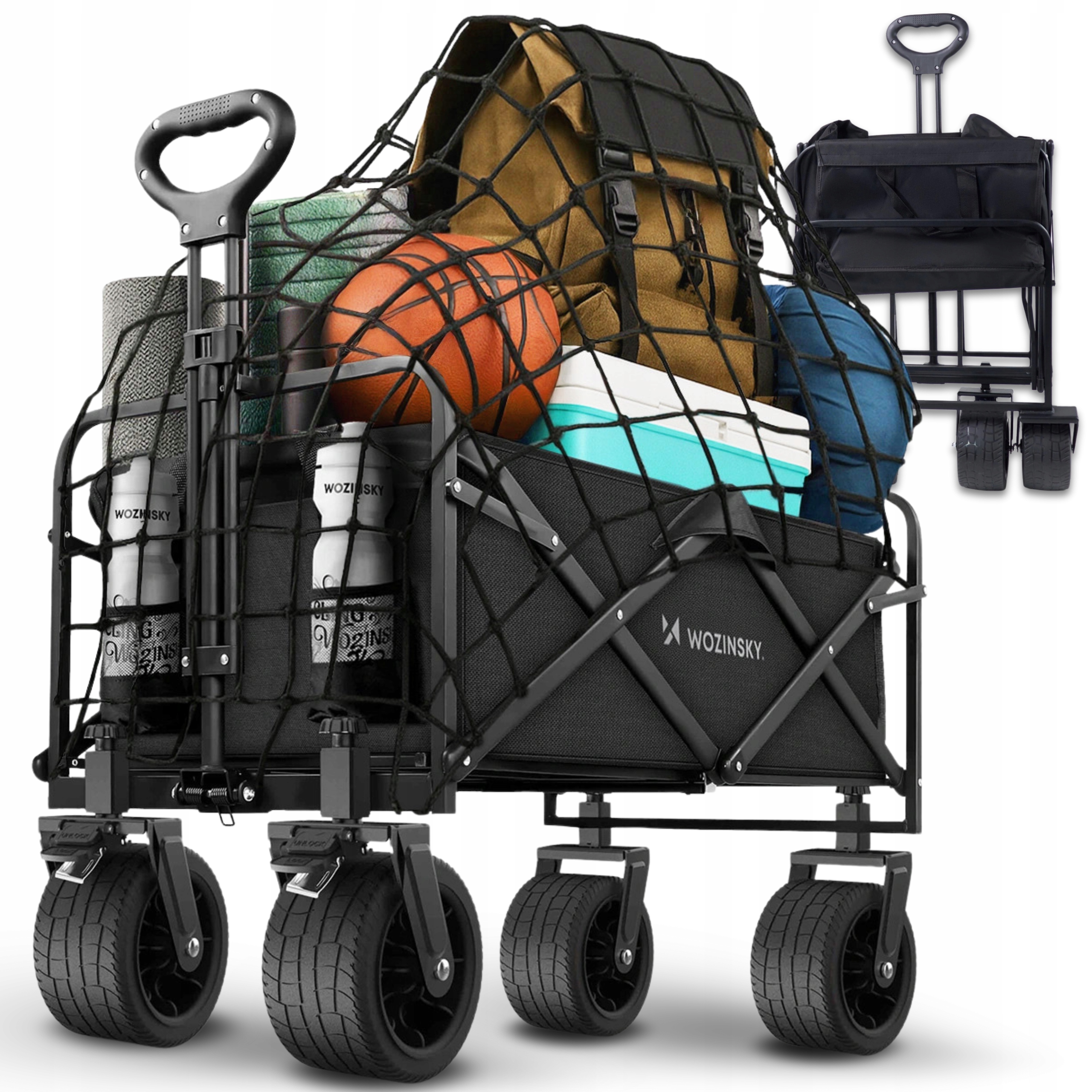 Skládací Zahradní Vozík S Terénními Kolečky, 120L Síťka