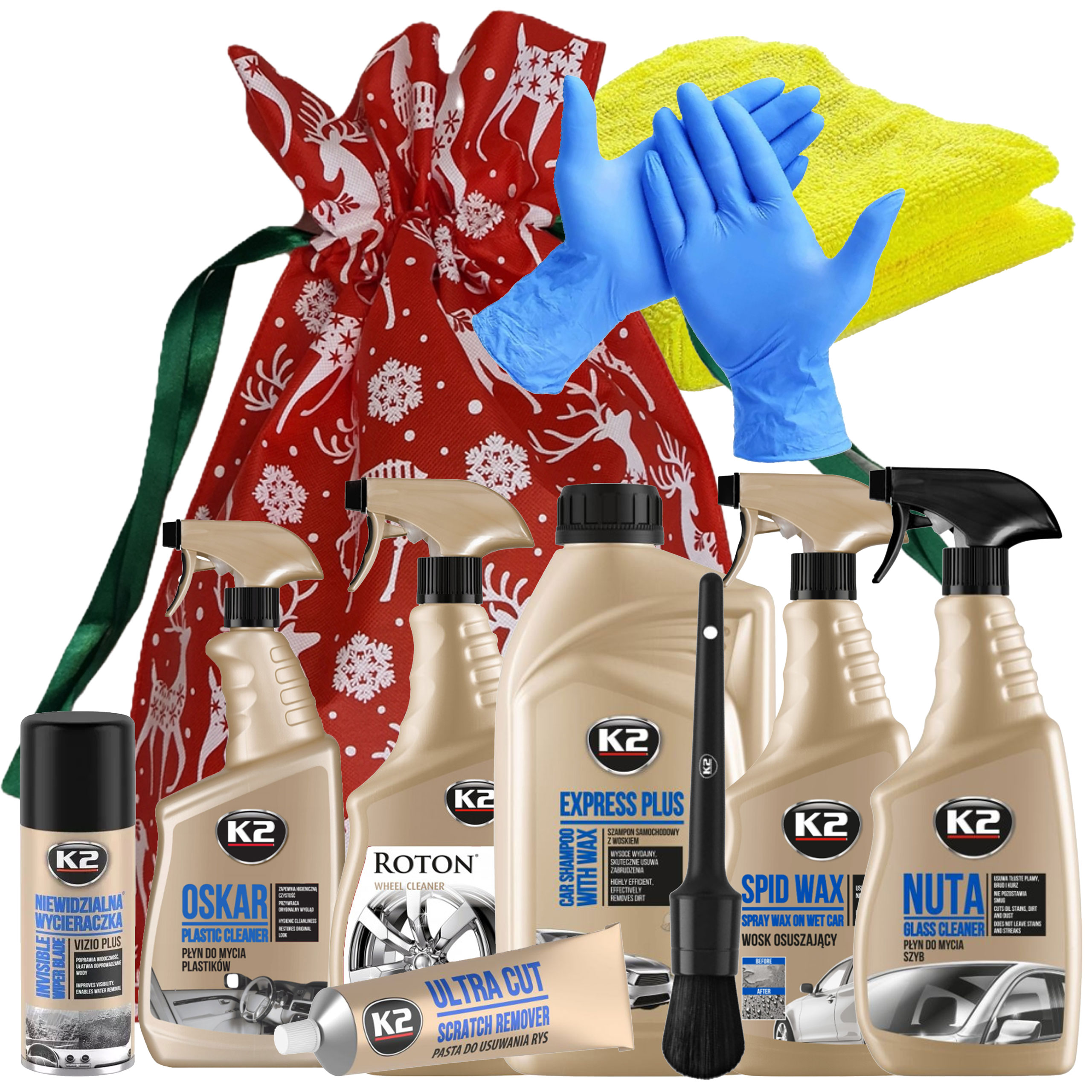 Sada pod vánoční stromeček K2 – Kosmetika pro pneumatiky, lak vůně do auta
