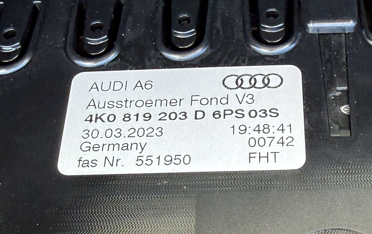 Klima TUNELU heck AUDI A6 C8 4K0863915 Original IDEAL