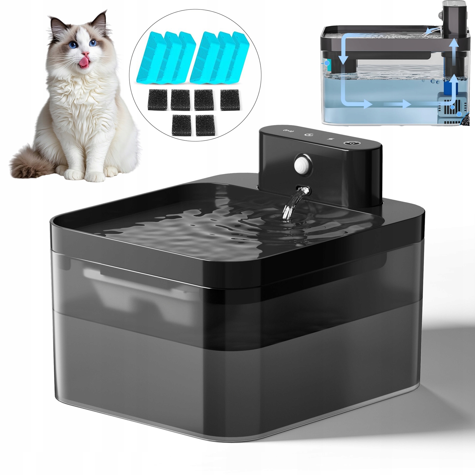 Levně Automatická Napáječka Pro Kočky Psy Fontána Na Vodu Tichá S Filtrem