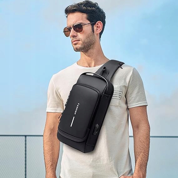 SLING BAG TORBA NA KLATKĘ PIERSIOWĄ, MĘSKA TORBA NA RAMIĘ, OCHRONA HASŁEM Typ saszetka