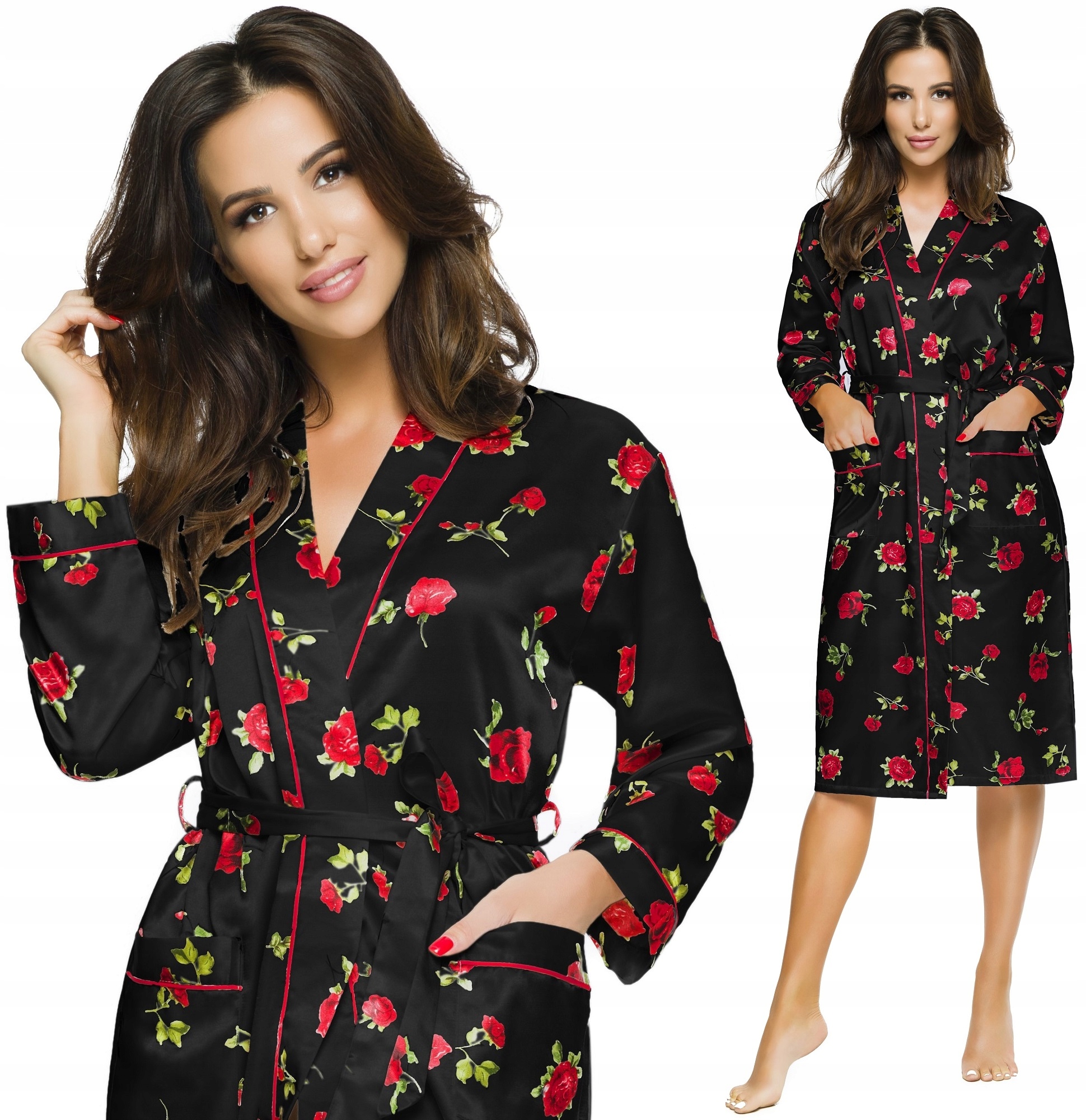 SATYNOWY SZLAFROK DAMSKI PODOMKA PORANNIK XXXL