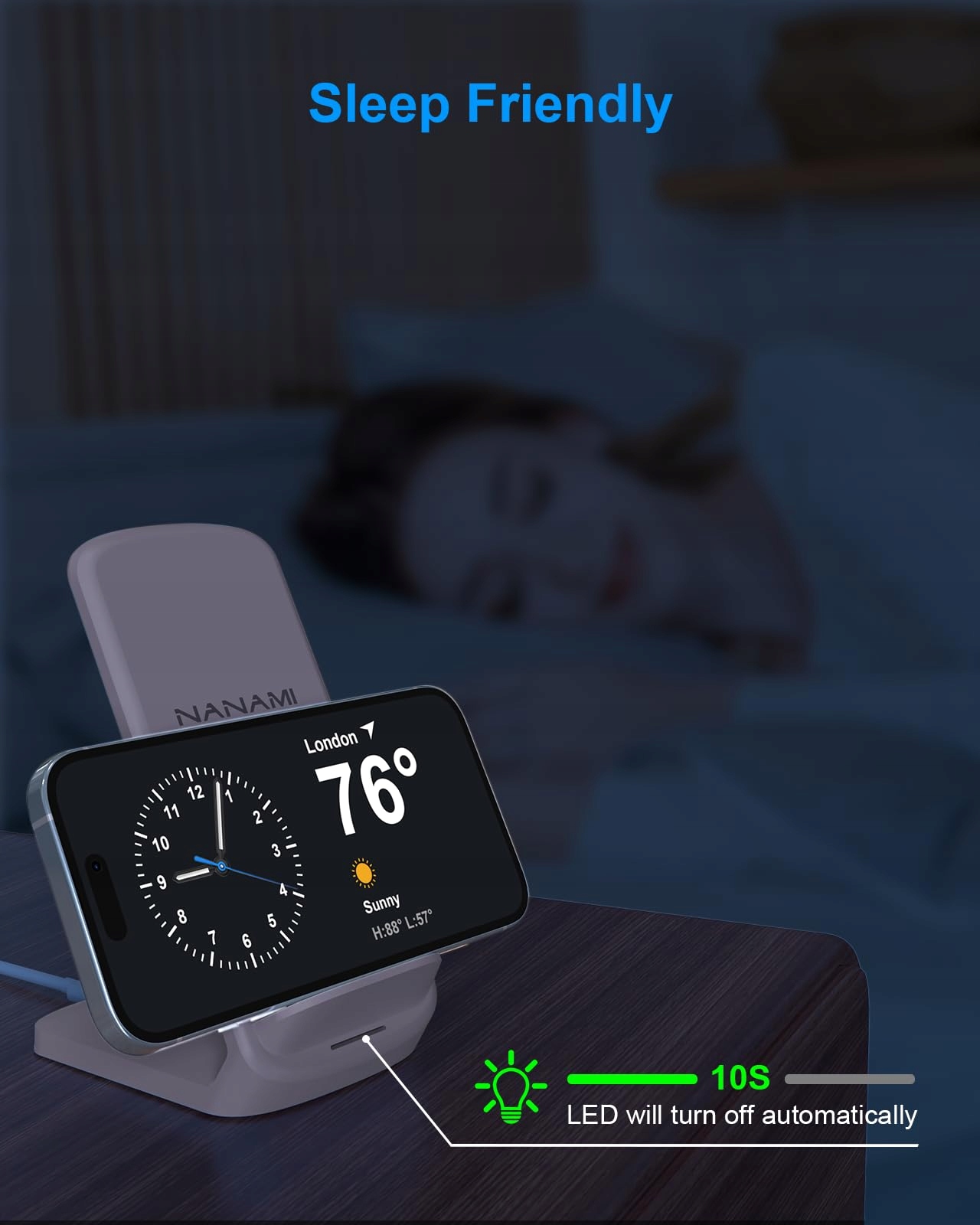 NANAMI Szybka Ładowarka Bezprzewodowa 10W Samsung iPhone Google Pixel LG — miniatura 5