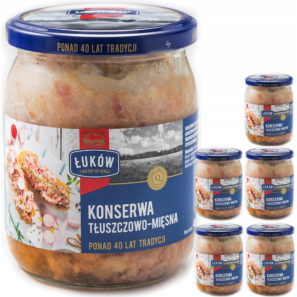 Levně Łuków Tuková A Masová Konzerva 465 g Łuków sklenice x6