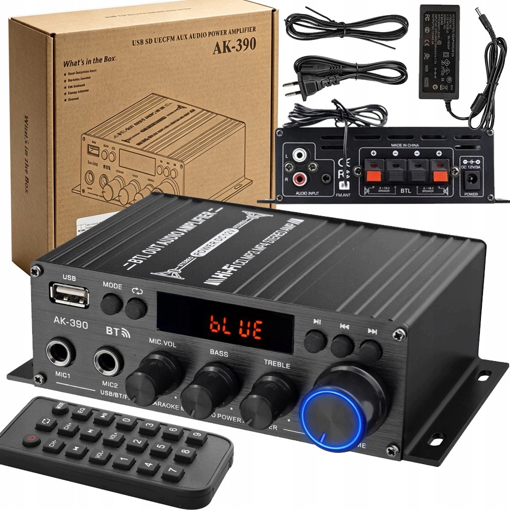 Výkonný Hifi Zesilovač Bluetooth 5.0 Stereo Fm Rádio 600W S Dálkovým Ovládáním AK-390