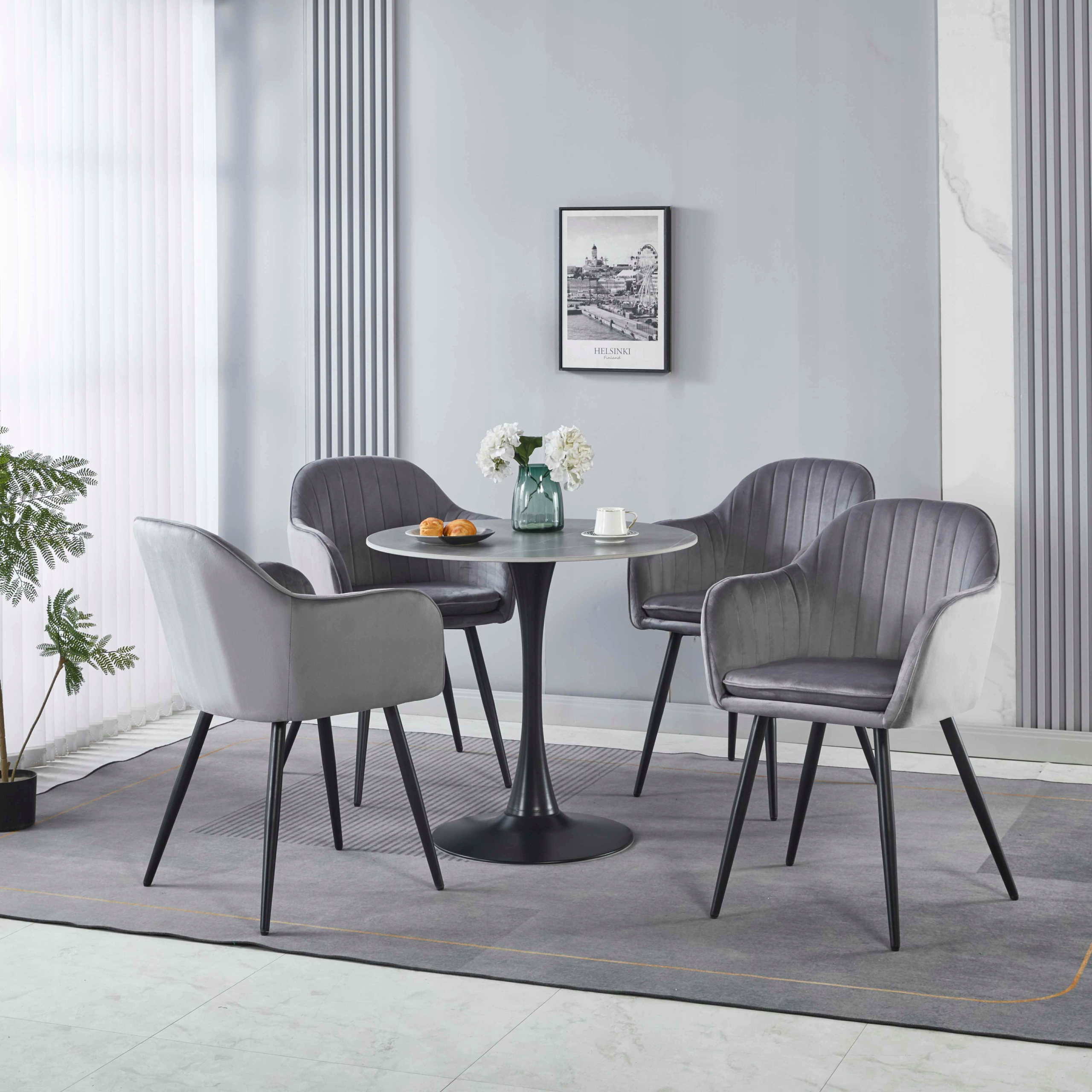 KRZESŁO TAPICEROWANE WELUROWE VELVET SZARE 813 DO SALONU JADALNI KUCHNI Marka Meblowe Love