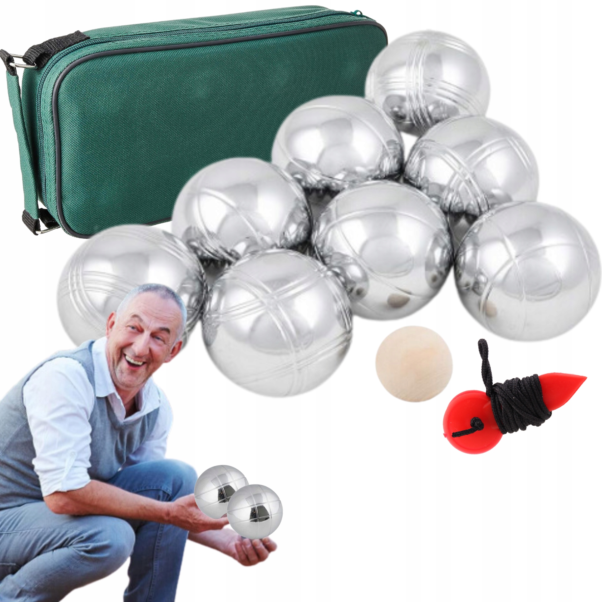 Koule Na Hru Bule Bocce Boční Chromované 8KS Sada