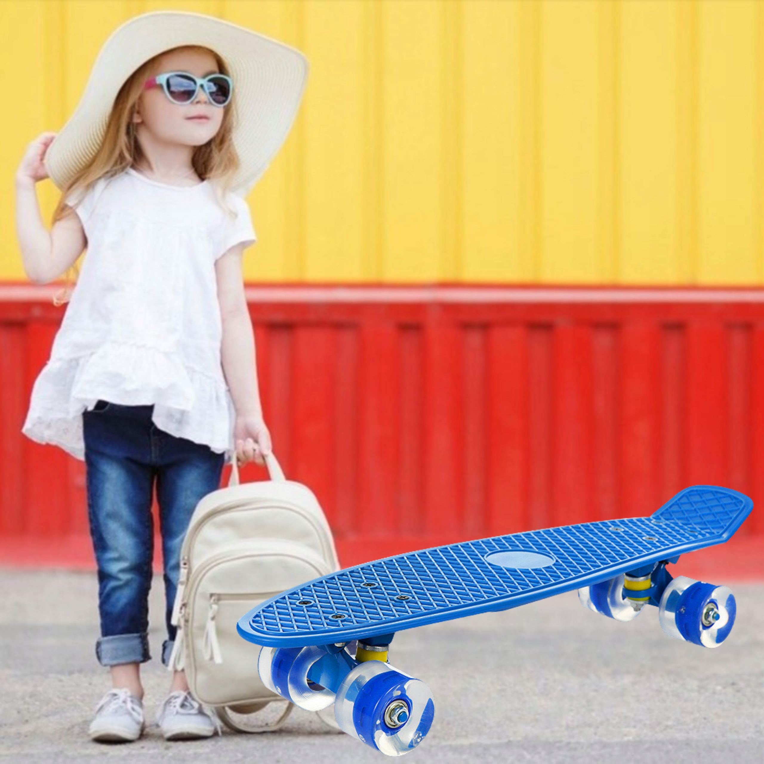 DESKOROLKA FISZKA LED DLA DZIECI DESKA ŚWIECĄCE KOŁA RGB FISHBOARD FISH Długość decku 56 cm