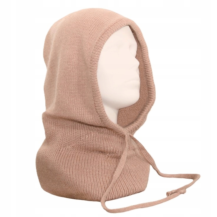 Béžová módní vlněná nákrčník s kuklou a kapuce Polský