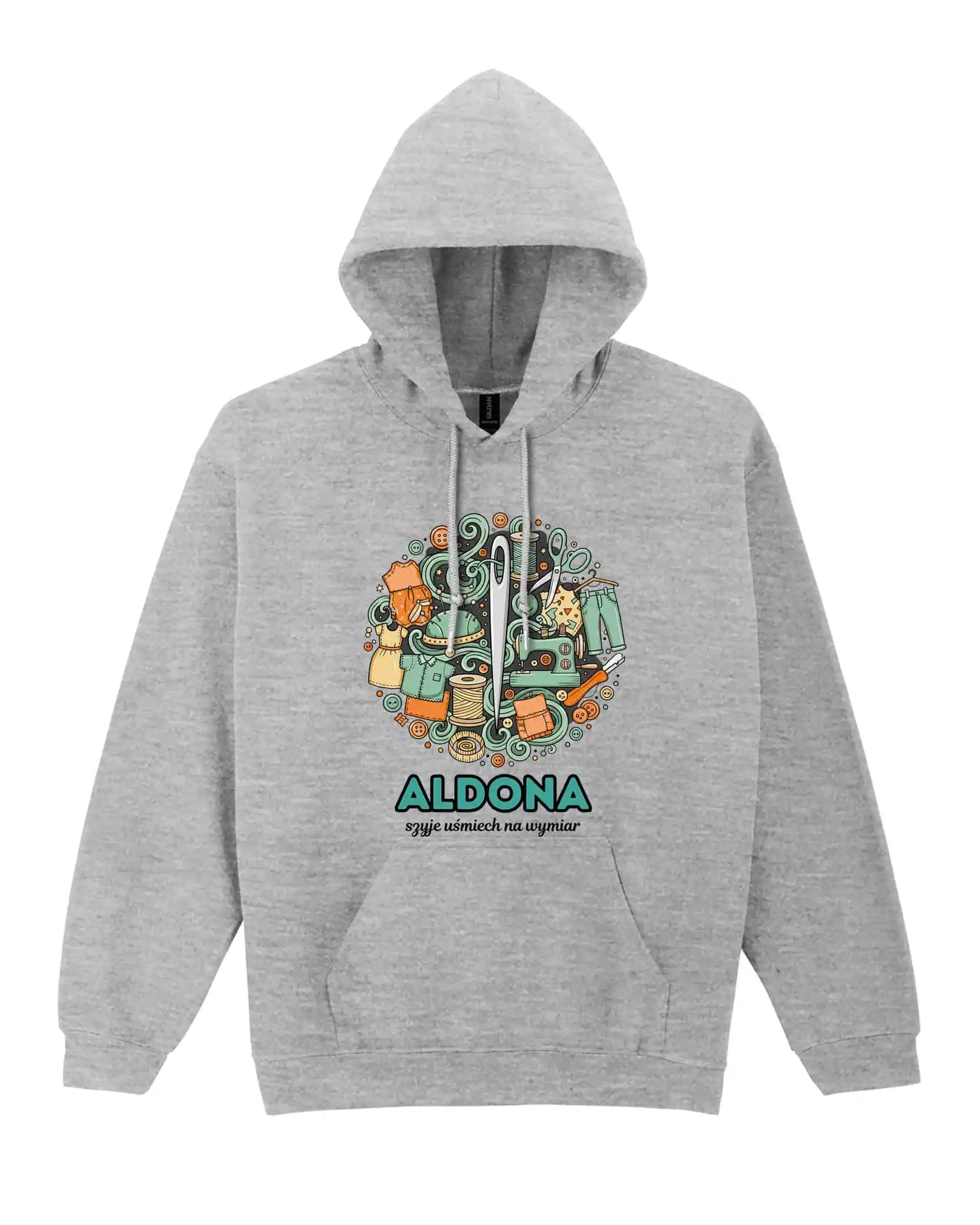 Mikina s kapucí Krejčovská, personalizovaná, ilustrační, šedá XXL